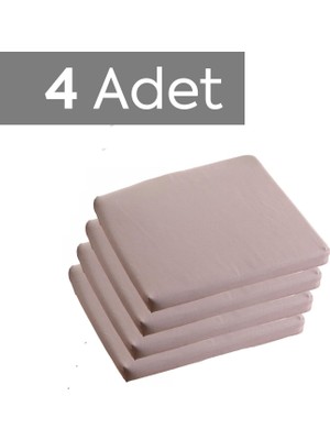 Gy Atelier Sandalye Oturum Minderi Renkli 40X40X4 Bağcıklı Çıkarılabilir Kılıflı Su Itici Açık Gri 4'lü