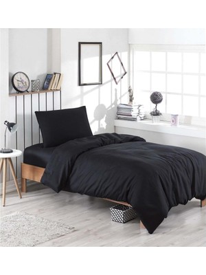 Gy Atelier Tek Kişilik Pamuklu Ranforce Lastiksiz Siyah Nevresim Takımı - 160X220