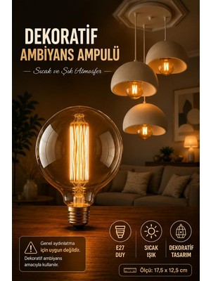 Gy Atelier G125 Glop 60W Dimmer Özellikli Halojen Ampul, E27 Duy, Dekoratif