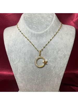 Gy Atelier Ay Yıldız Kolye, Kristal Taşlı, Zincir ile Birlikte
