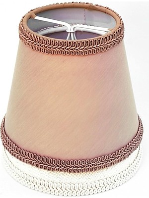 Gy Atelier Sutaşı Işlemeli Mini Boy Maşalı Avize Abajur Başlığı Mum Ampul Üstüne Takılır 14CM (Açık Kahve)