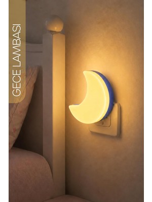 Gy Atelier Yarım Ay Gece Lambası On/off Tuşlu Koridor Hol Işığı Uyuma Işığı Sarı K6975