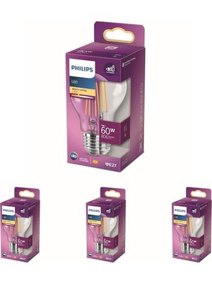 Gy Atelier LED Classic 60W A60 E27 Non-Dim 2700K Sarı Işık LED Filament Ampul 4lü Paket