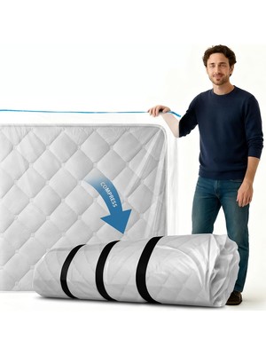 Gy Atelier Ikiz Hafızalı Köpük Için Vakumlu Yatak Torbası, Taşınma, Taşıma ve Depolama Için Yer Tasarruflu Sıkıştırma Torbaları, 3 Askılı Saklama Çantası (Çift Boy)