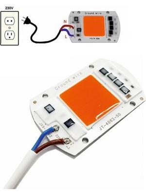 Gy Atelier 220V 50W Bitki Büyütme Ledi Klemensli Tüm Işık Spektrumlu Fide