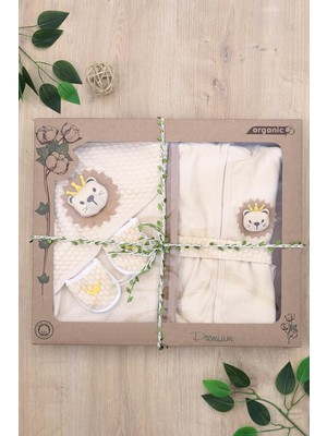 Gy Atelier Kız Erkek Bebek Sevimli Tavşan Lüks Organik Bornoz Takımı Havlu Seti% 100 Pamuk Kumaş 0-2 Yaş STL6936