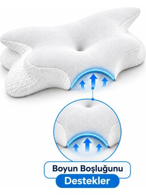 Gy Atelier Kelebek Uyku Yastığı Boyun DESTEKLI%100 Memory Foam Visco Yastık