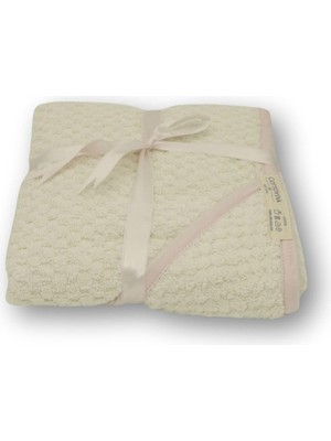 Gy Atelier Hediye PAKETLI%100 Pamuk Organik Renkli, Bebek, Yenidoğan, Havlu, Bornoz, Kundak, Kapşonlu (Krem Pembe)