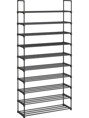 Gy Atelier 10 Seviyeli Ayakkabı Rafı, 50 Çifte Kadar Metal Ayakkabı Saklama Yeri, Oturma Odası, Koridor ve Giyinme Odası Için Ayakkabı Düzenleyici, 92 x 30 x 194 Cm, Siyah LSA10BK