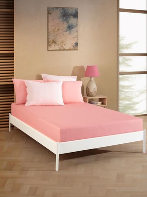 Gy Atelier Lastikli Çarşaf Seti Çift Kişilik 160X200 cm – Tek Kişilik 100X200 cm Seçenekli – Yumuşak Dokulu Çarşaf + Yastık Kılıfları – Günlük Kullanıma Uygun (Somon, Çift Kişilik)