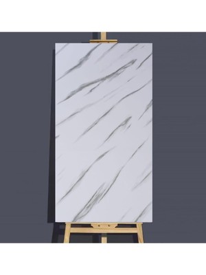 Gy Atelier Ukab Dekor 30X60 cm (0,18 M²) Kendinden Yapışkanlı Beyaz Mermer Görünümlü Dekoratif Pvc Duvar Paneli Beyaz 30 x 60