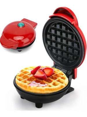 Gy Atelier Mini Waffle Makinesi, Yuvarlak, Yapışmaz Kaplamalı Küçük Waffle Makinesi, 350 W Belçika Waffle Makinesi, Elektrikli Gözleme Makinesi, Klasik Waffle, Çocuk Doğum Günleri, Aile Kutlamaları, Noel