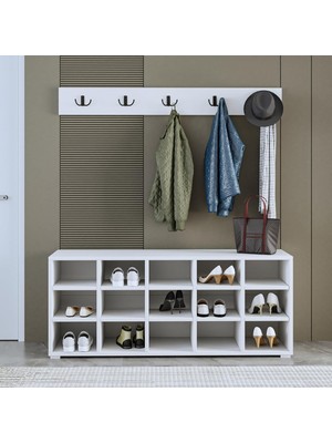 Gy Atelier AY001 Talu Askılı Ayakkabılık, Çok Raflı Ayakkabılık, Beyaz