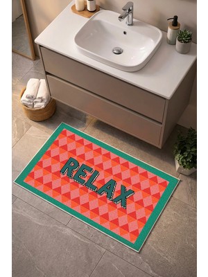 Decomia Home Dijital Kaymaz Yıkanabilir Renkli Modern Banyo Paspası Banyo Halısı