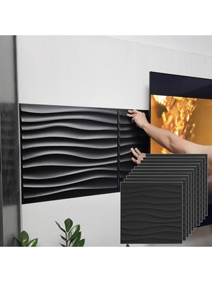 Tr Taş Efektli Duvar Panelleri, Dalga Desenli 3D Pvc Duvar Dekoratif Paneller - Oturma Odası, Bany