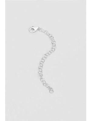 Gy Atelier 18 Ayar Beyaz Altın Kaplama 5 cm Gümüş Uzatma Zinciri, Kadın
