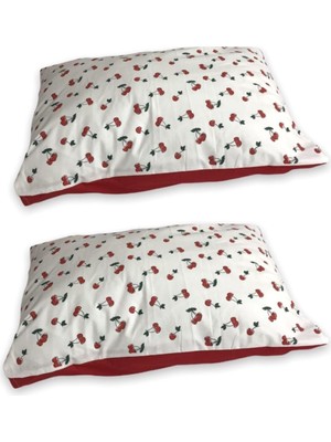 Gy Atelier Bebek Özel Bebek Çocuk Yastık Kılıfı 35X45 Cm, 2 Adet, Kirazlı Kırmızılı
