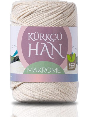 Tr Kürkçü Han Makrome 3mm 200GR 130M Premium El Örgü Ipi (Ekru)