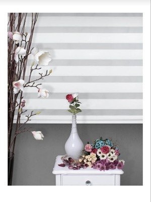 Tr Beyazıt Tekstil Beyaz Bambu Zebra Stor Perde Beyaz 160 x 200 BYZT73