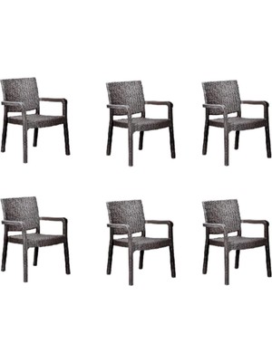 Troya Rattan Koltuk Kahverengi | 6'li Set
