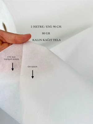 2 Metre, Eni 90 Cm, 80 gr Ütü ile Yapışan Kalın Kağıt Tela, Kumaş,, Telası
