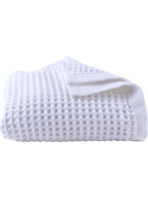 Gy Atelier Püskül 1-Adet Lüks Waffle Banyo Havlusu, 100% Pamuk Emici Yumuşak Hızlı Kuruyan Yüksek Kaliteli Waffle Dokuma Havlu, Spa &amp;amp; Plaj Havlusu (Beyaz, Pakette 1-Adet 80X160 cm Banyo Havlusu)