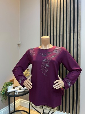 Akmavi Kadın Orta Yaş ve Üzeri Kolye Yakalı Kışlık Anne Penye Bluz
