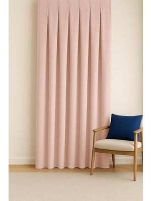 Gy Atelier Cortibo Barcelona Kadife Dokulu Fon Perde Pudra (Pilesiz), 100 x 250