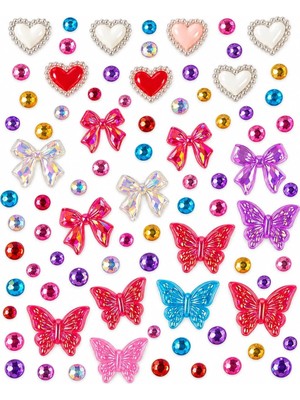 Kumru Studio Kelebek & Taş Rhinestone Sticker – Yapışkanlı Saç, Yüz, Tırnak, Vücut ve Süs Taşı