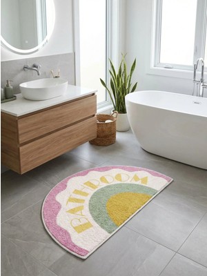 Decomia Home Dijital Kaymaz Yıkanabilir Renkli Modern Banyo Paspası Banyo Halısı