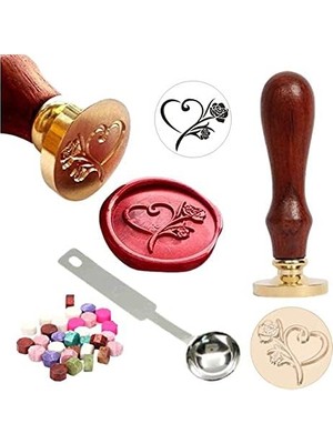 Tr Mektup Damga Mühürü Gül ve Kalp + 30 Mühür Mumu + Eritme Kaşığı
