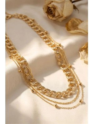 Keyifli Moda Gold Renk Pirinç Zincir Model Kombin Kadın Kolye TG27BKO11260