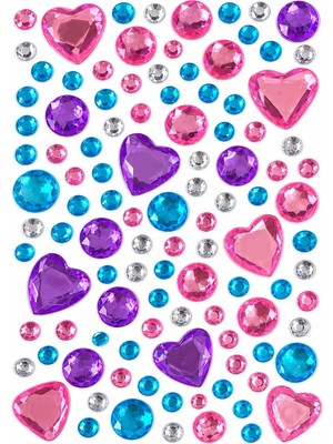 Kumru Studio Kalp & Taş Rhinestone Sticker – Yapışkanlı Saç, Yüz, Tırnak, Vücut ve Süs Taşı
