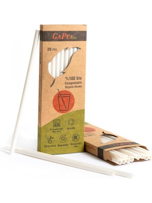 Naturel (%100 Bitki Bazlı), Tekrar Kullanılabilir, Kompostlanabilir, Biyoçözünür (Doğada Çözünebilir) Pipet (20, Naturel)