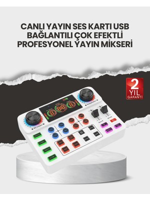 Marsilyan Çok Efektli Canlı Yayın Ses Mikseri USB ve Kablosuz Uyumlu