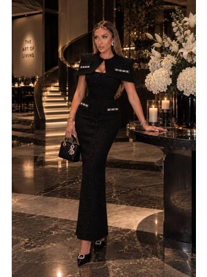 Chanel Kumaş Işlemeli Bolero Ceket ve Elbise Ikili Takım - 2 Renk