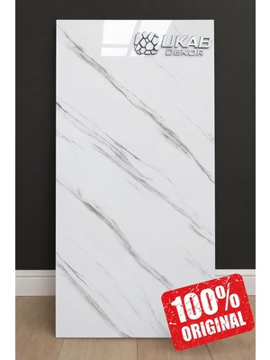 Ukab Dekor Kendinden Yapışkanlı Mermer Seramik Desenli Köpük Pvc Duvar Paneli (30X60 cm - 4 Adet - 0.72 M²)6013 Beyaz 30 x 61