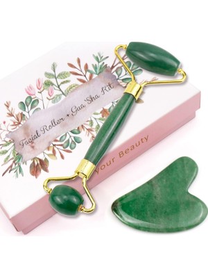 Tr Jade Roller & Gua Sha SETI,%100 Doğal Yüz Rulo ve Vücut Masajı Güzellik Için Cilt Bakım Ar