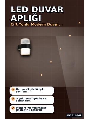 Midas Toptan LED Duvar Apliği 12W 3200K Gün Işığı IP54 Dış Mekan Bahçe Aydınlatması BX-316747 Midas