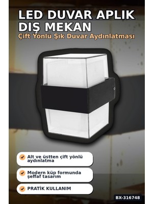 Midas Toptan LED Duvar Aplik 12W Gün Işığı 3200K Dış Mekan Bahçe Aydınlatması IP54 1 Adet BX-316748 Mi