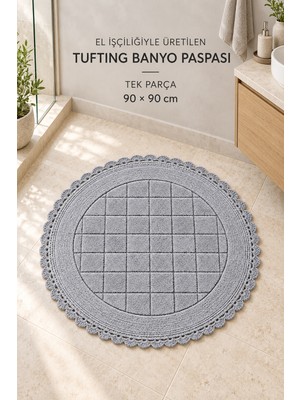 Alanur Home Alanur Bodrum Tufting Cotton Pamuklu El Işi Örgülü 90 x 90 cm Paspas 109