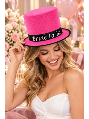 Dodomar Bride To Be Pembe Silindir Şapka Siyah Yazılı Şeritli Bekarlığa Veda Gelin Parti Aksesuarı