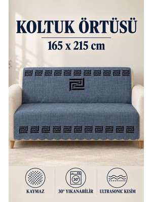 Alanur Home Çok Amaçlı Kadife Koltuk Örtüsü Kaymaz Süngerli 165X215 cm Modern Bohem Çekyat Şalı Piknik Masa Örtüsü Alk2