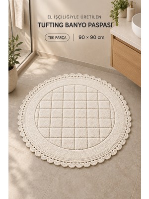 Alanur Home Alanur Bodrum Tufting Cotton Pamuklu El Işi Örgülü 90 x 90 cm Paspas 109