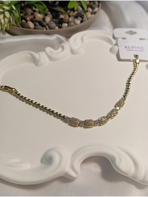 Xuping Jewelry 14K Altın Kaplama Zirkon Taşlı Lüks Bileklik (17-19 cm) - Euro Aksesuar