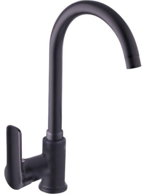 Şenpres Kuğu Borulu Lavabo ve Mutfak Bataryası Mat Siyah Tek Kollu S-35066/2