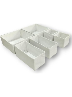 6'li Beyaz Çekmece Içi Düzenleyici Organizer Set - Çok Amaçlı Dolap Içi Kutu Seti