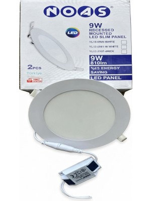 Noas Sıva Altı Slim Led Panel 9W Beyaz Işık Yuvarlak İç Çap 13,2 cm Dış Çap 14,6 cm