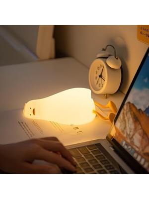 Çocuk Gece Lambası Yumuşak Dokunmatik Rgb Renk Modu,emzirme Işığı Bebek Odası,dokunmatik Kontrol, USB Şarjı (Bpa Içermez) (Yatan Ördek)