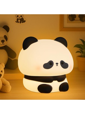 Panda Gece Lambası, Büyüleyici Silikon Işık, Kısılabilir, Şarj Edilebilir LED Lamba, Otomatik Kapanma, Küçük Çocuk Odası, Yatak Odası, Doğum Günü Hediyesi, Kadınlar ve Genç Kızlar Için